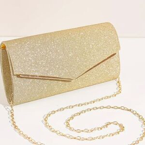 Gold Glitter Sparkling Evening Clutch Bag